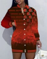 Cleveland Browns Women Button Down Jacket Dress AZBTBDJD000133