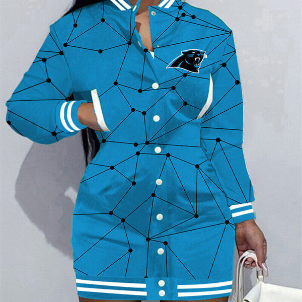 Carolina Panthers Women Button Down Jacket Dress AZBTBDJD000331