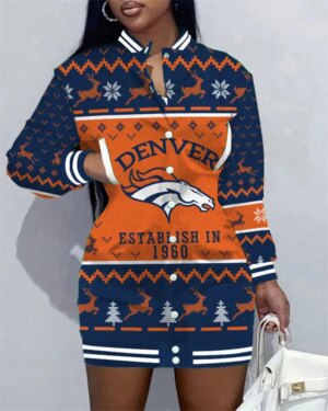 Denver Broncos Women Button Down Jacket Dress AZBTBDJD000159