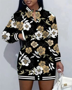 New Orleans Saints Women Button Down Jacket Dress AZBTBDJD000194