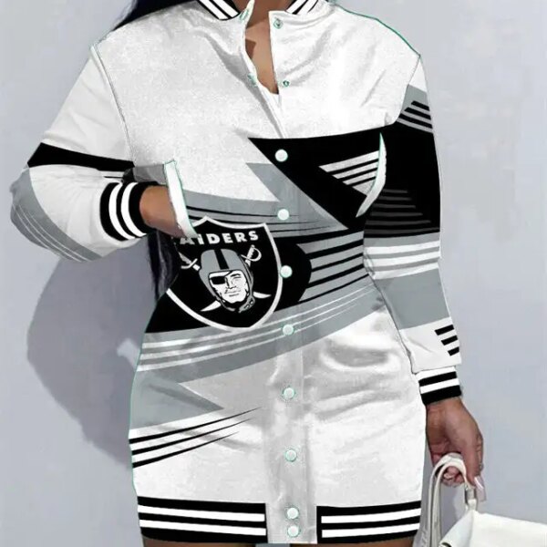 Las Vegas Raiders Women Button Down Jacket Dress AZBTBDJD000058