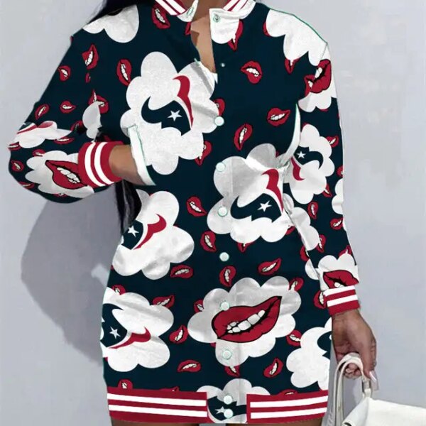 Houston Texans Women Button Down Jacket Dress AZBTBDJD000276