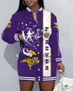 Minnesota Vikings Women Button Down Jacket Dress AZBTBDJD000293