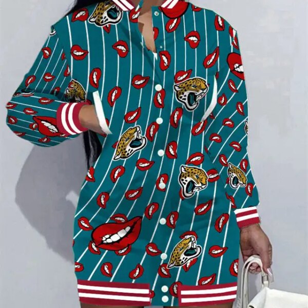 Jacksonville Jaguars Women Button Down Jacket Dress AZBTBDJD000379