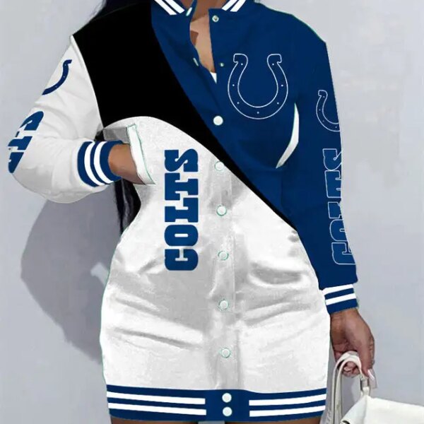 Indianapolis Colts Women Button Down Jacket Dress AZBTBDJD000105