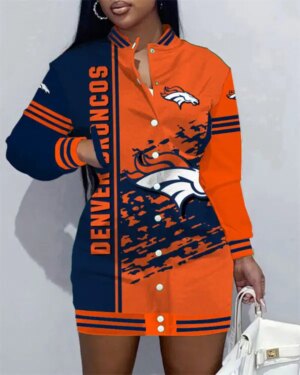 Denver Broncos Women Button Down Jacket Dress AZBTBDJD000162