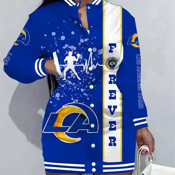 Los Angeles Rams Women Button Down Jacket Dress AZBTBDJD000251