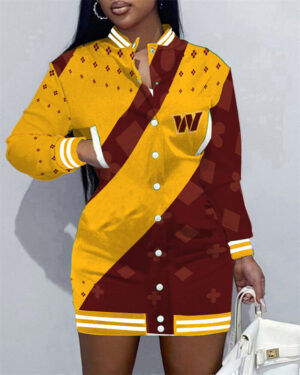 Washington Commanders Women Button Down Jacket Dress AZBTBDJD000281