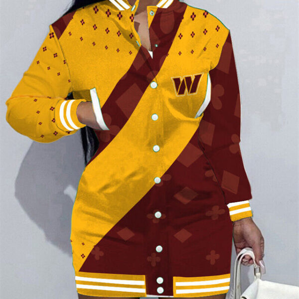 Washington Commanders Women Button Down Jacket Dress AZBTBDJD000281