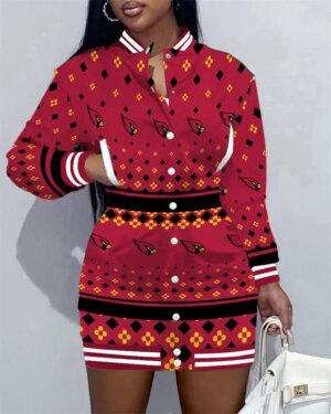 Arizona Cardinals Women Button Down Jacket Dress AZBTBDJD000121
