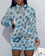 Detroit Lions Women Button Down Jacket Dress AZBTBDJD000183
