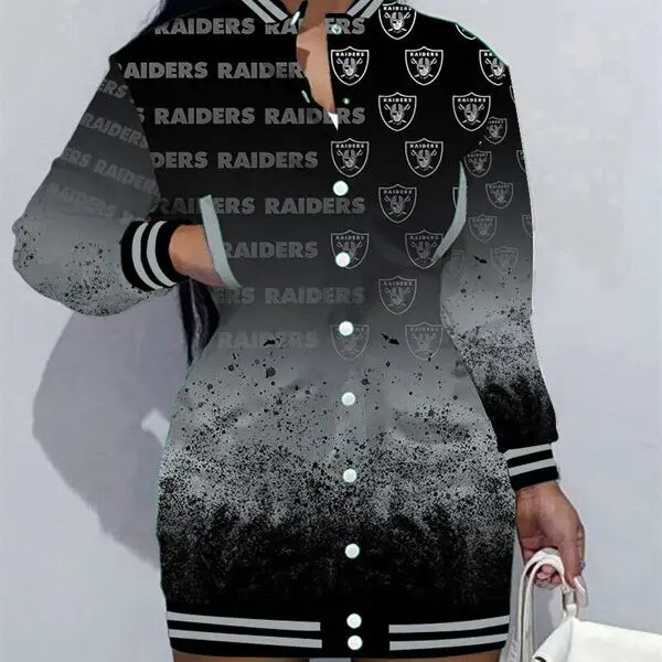 Las Vegas Raiders Women Button Down Jacket Dress AZBTBDJD000053