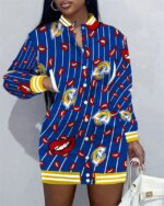 Los Angeles Rams Women Button Down Jacket Dress AZBTBDJD000253