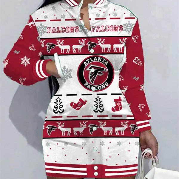 Atlanta Falcons Women Button Down Jacket Dress AZBTBDJD000191