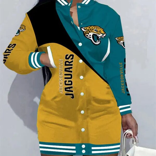 Jacksonville Jaguars Women Button Down Jacket Dress AZBTBDJD000188
