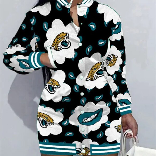 Jacksonville Jaguars Women Button Down Jacket Dress AZBTBDJD000231