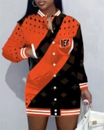 Cincinnati Bengals Women Button Down Jacket Dress AZBTBDJD000305