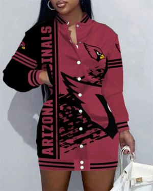 Arizona Cardinals Women Button Down Jacket Dress AZBTBDJD000117