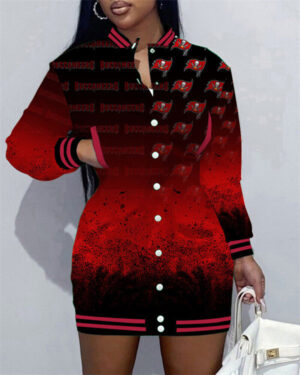 Tampa Bay Buccaneers Women Button Down Jacket Dress AZBTBDJD000040