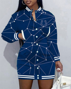 Indianapolis Colts Women Button Down Jacket Dress AZBTBDJD000321