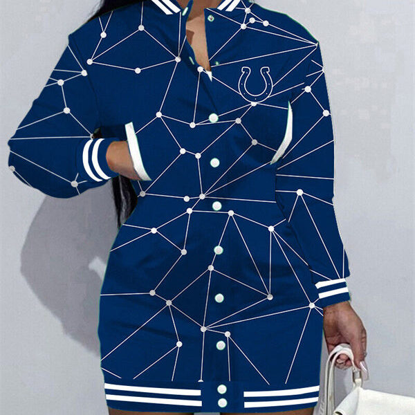 Indianapolis Colts Women Button Down Jacket Dress AZBTBDJD000321