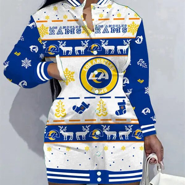 Los Angeles Rams Women Button Down Jacket Dress AZBTBDJD000069