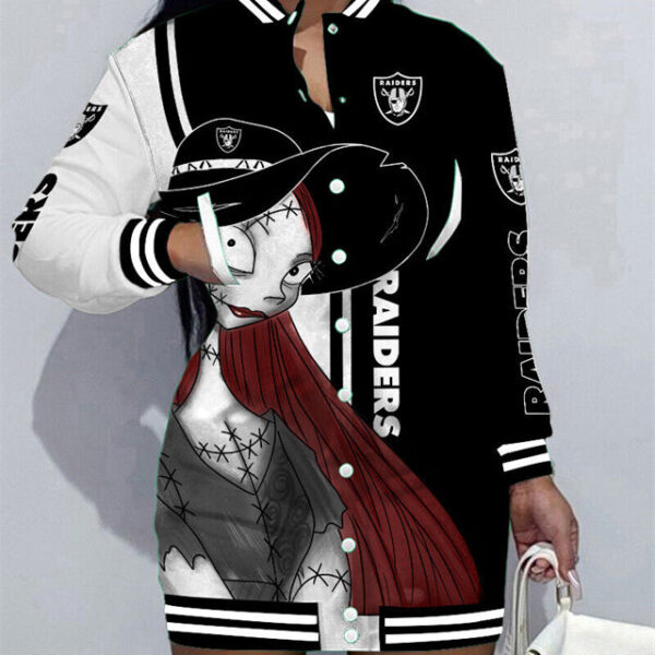 Las Vegas Raiders Women Button Down Jacket Dress AZBTBDJD000319
