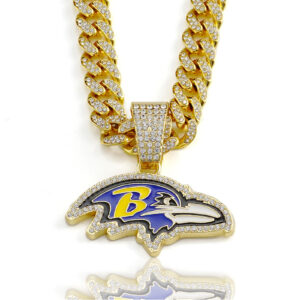 Baltimore Ravens Hip Hop Iced Out Bling Pendant Cuban Chain
