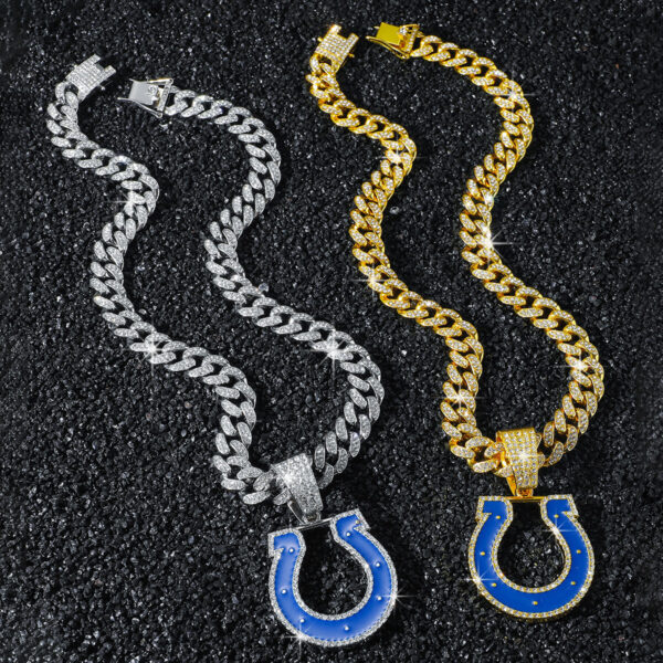 Indianapolis Colts Hip Hop Iced Out Bling Pendant Cuban Chain