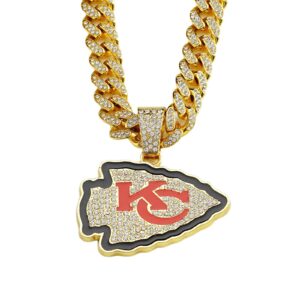 Kansas City Chiefs Hip Hop Iced Out Bling Pendant Cuban Chain