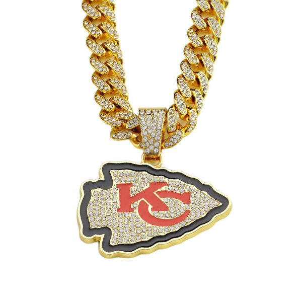 Kansas City Chiefs Hip Hop Iced Out Bling Pendant Cuban Chain