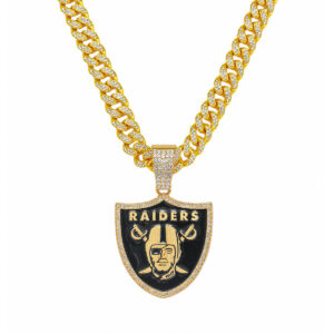 Las Vegas Raiders Hip Hop Iced Out Bling Pendant Cuban Chain