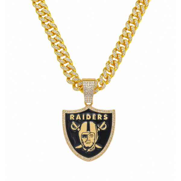 Las Vegas Raiders Hip Hop Iced Out Bling Pendant Cuban Chain