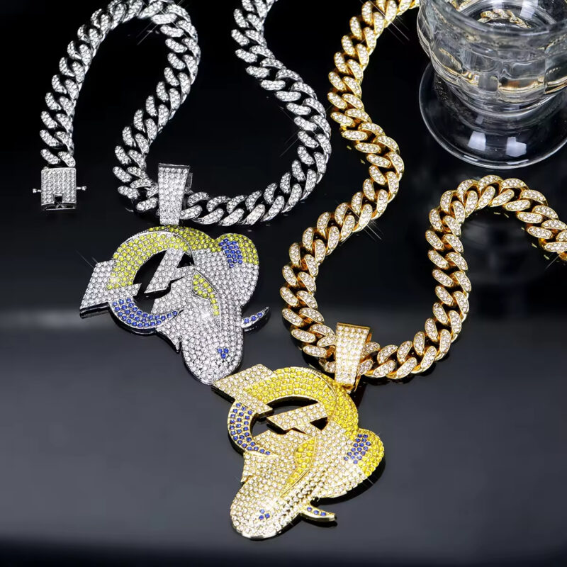 Los-Angeles-Rams-Chains-Hip-Hop-Iced-Out-Bling-Pendant-Cuban-Chain-1