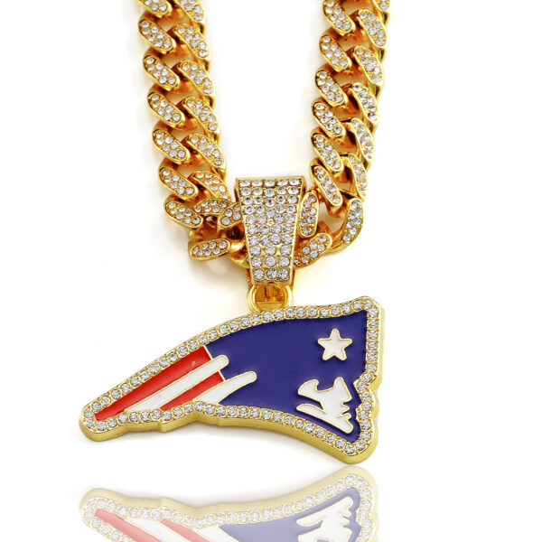 New England Patriots Hip Hop Iced Out Bling Pendant Cuban Chain