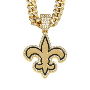 New Orleans Saints Hip Hop Iced Out Bling Pendant Cuban Chain