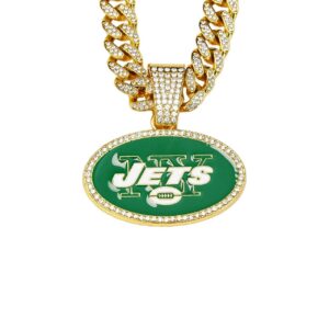 New York Jets Hip Hop Iced Out Bling Pendant Cuban Chain
