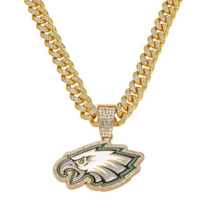 Philadelphia Eagles Hip Hop Iced Out Bling Pendant Cuban Chain