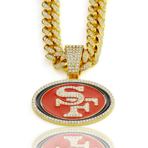 San Francisco 49ers Hip Hop Iced Out Bling Pendant Cuban Chain