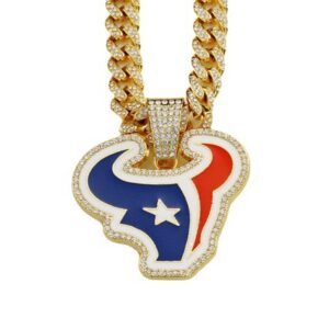 Houston Texans Hip Hop Iced Out Bling Pendant Cuban Chain