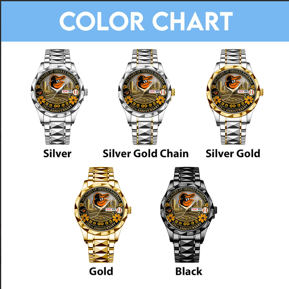 Baltimore Orioles 125th Anniversary 1901-2026 Alloy Luxury Quartz Watch – TANTN15619 - Image 3