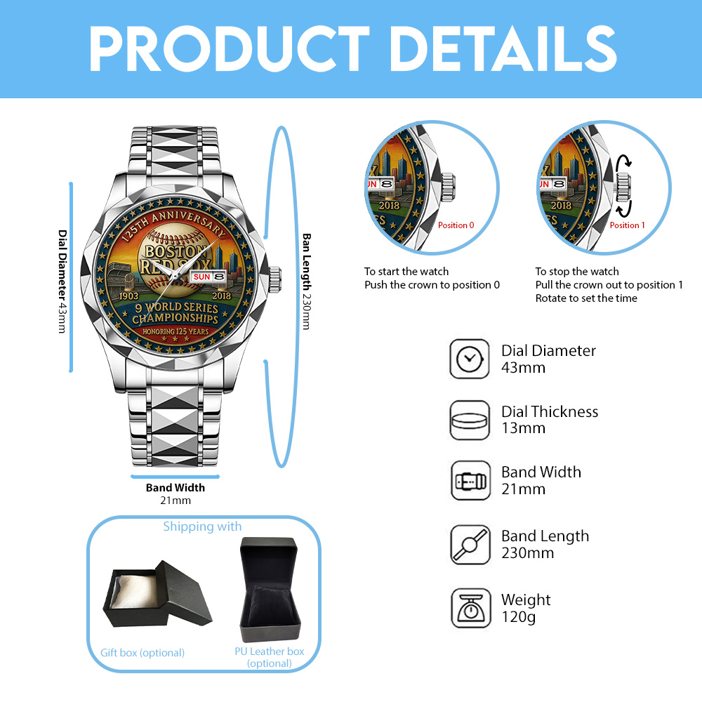 Boston Red Sox 125th Anniversary 1901-2026 Alloy Luxury Quartz Watch – TANTN15618 - Image 4
