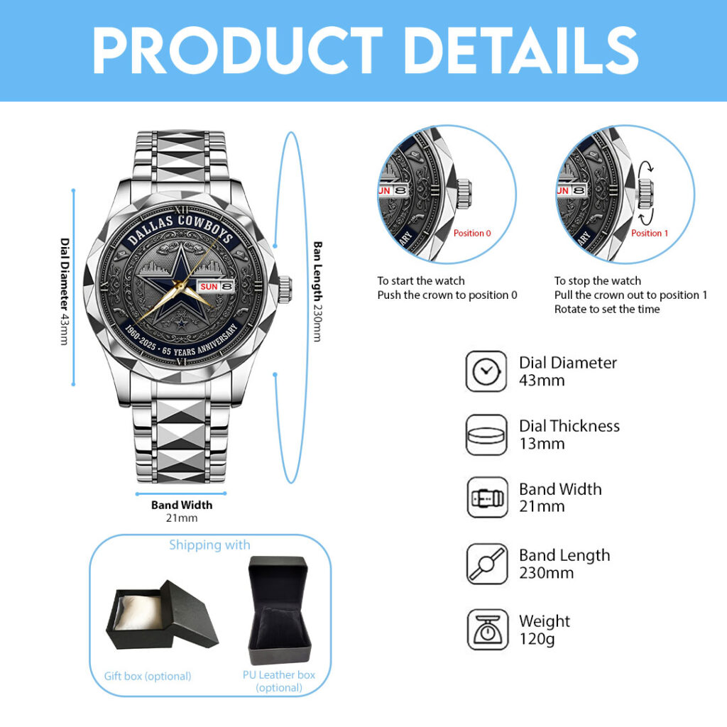 Dallas Cowboys 60 years Anniversary 2025 Alloy Luxury Quartz Watch - Image 5