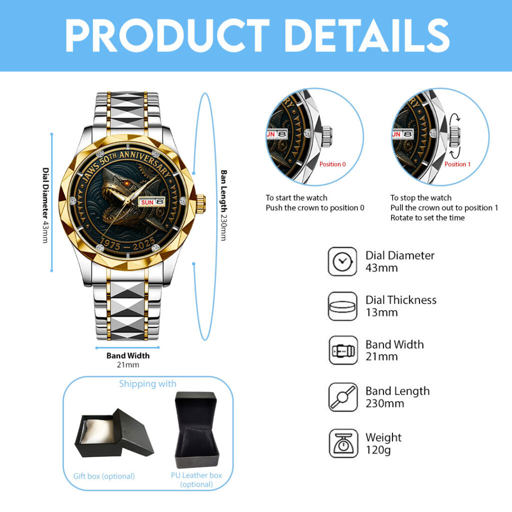 Jaws 50th Anniversary Alloy Luxury Quartz Watch – TMTHU454 - Image 5