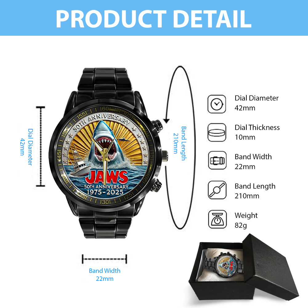 Jaws Black Stainless Steel Watch – TANTN 12258 - Image 4