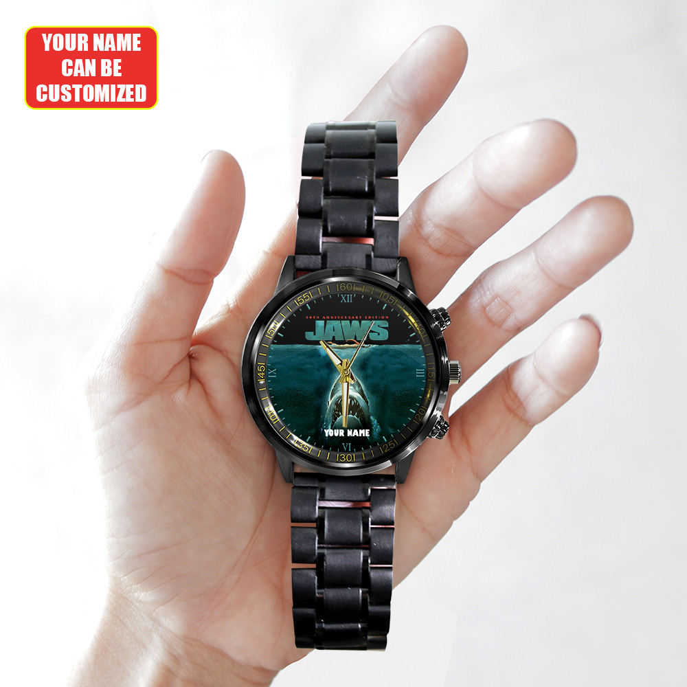 Personalized Jaws Black Stainless Steel Watch – GNE 3461 - Image 3