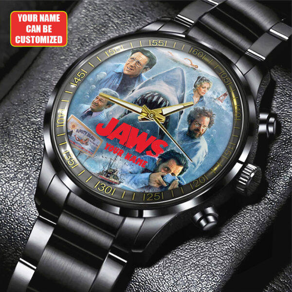 Personalized Jaws Black Stainless Steel Watch – GNE 3463