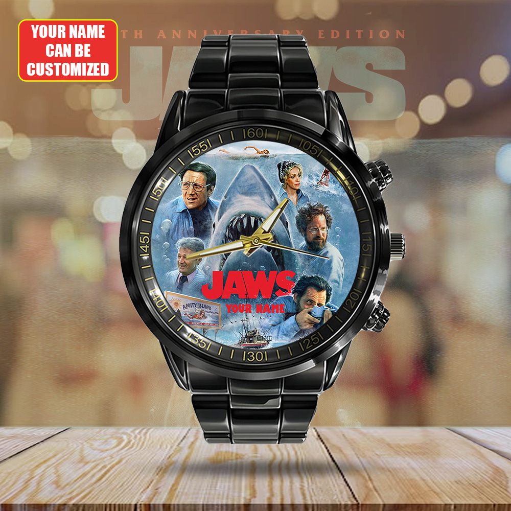 Personalized Jaws Black Stainless Steel Watch – GNE 3463 - Image 2