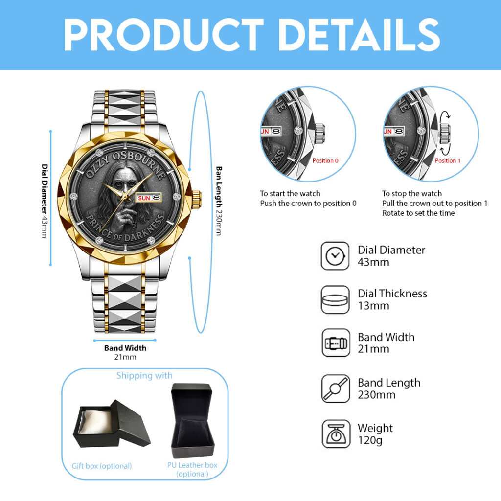 Ozzy Osbourne Alloy Luxury Quartz Watch – GNE 4143 - Image 5