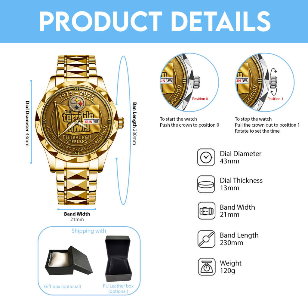 Pittsburgh Steelers Anniversary 2025 Alloy Quartz Watch - Image 5